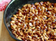 Honey Roasted Pumpkin Seeds in Cast Iron Skillet